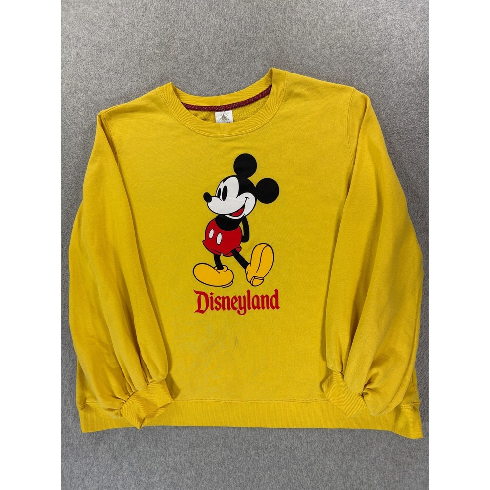 Mickey Mouse Disneyland Screened Logo Crew Sweatshirt (Women's XL) Yellow